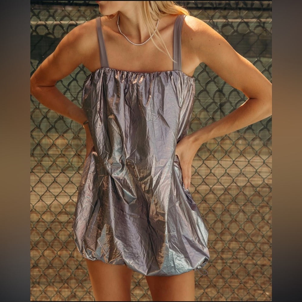 Daily Drills Metallic Silver Mini Dress